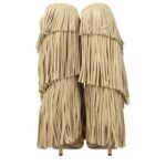 Beige Leather Flat Boots - Image 5