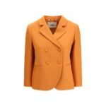 Fendi Orange Fleece Wool Blazer