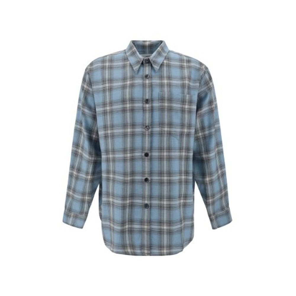 10090001.jpeg Ami Paris Blue Virgin Wool Pattern Shirt - Image 1