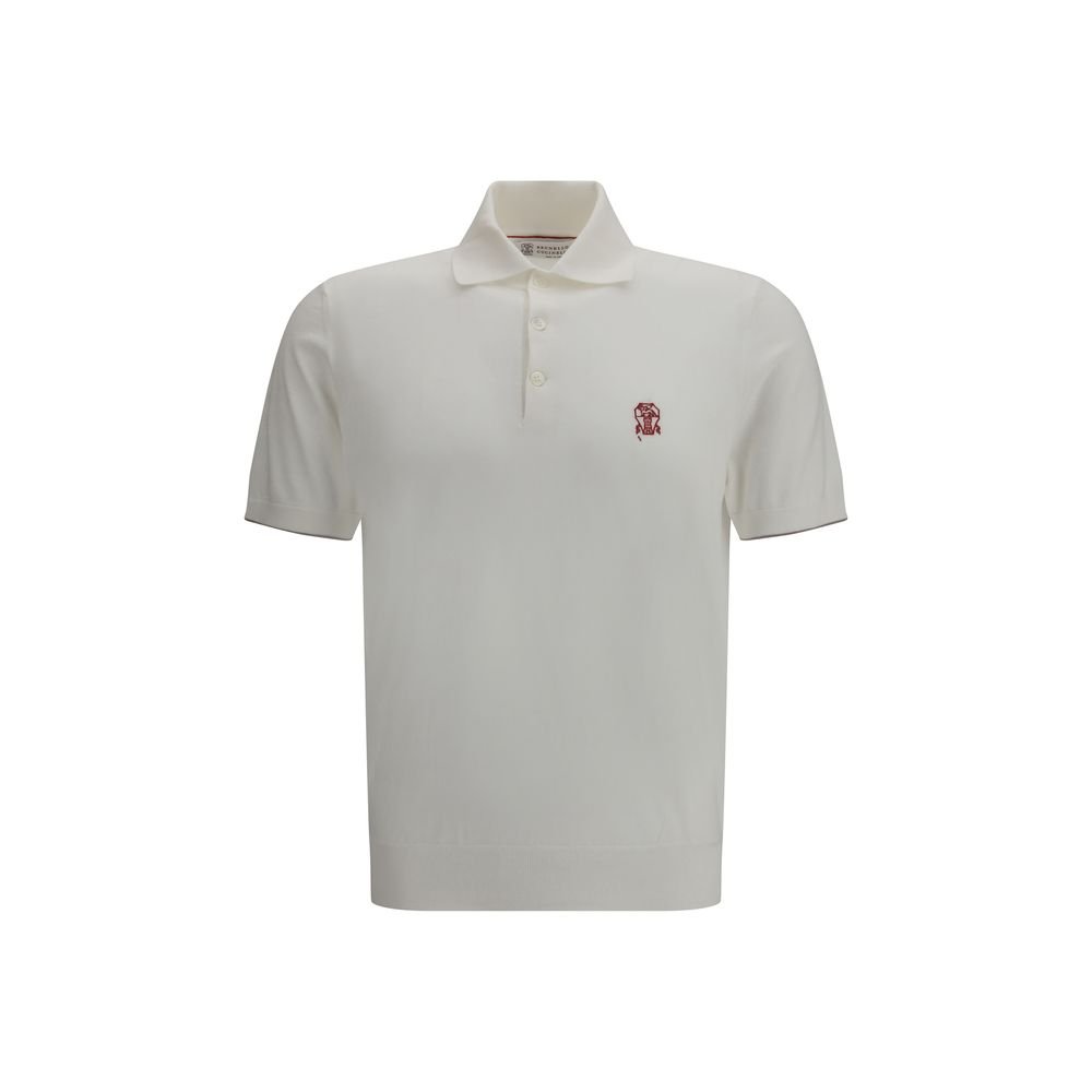 10182878.jpeg Brunello Cucinelli White Cotton Polo Shirt - Image 1