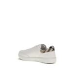 Burberry White Calf Leather Bos Taurus Low Top Sneakers - Image 3