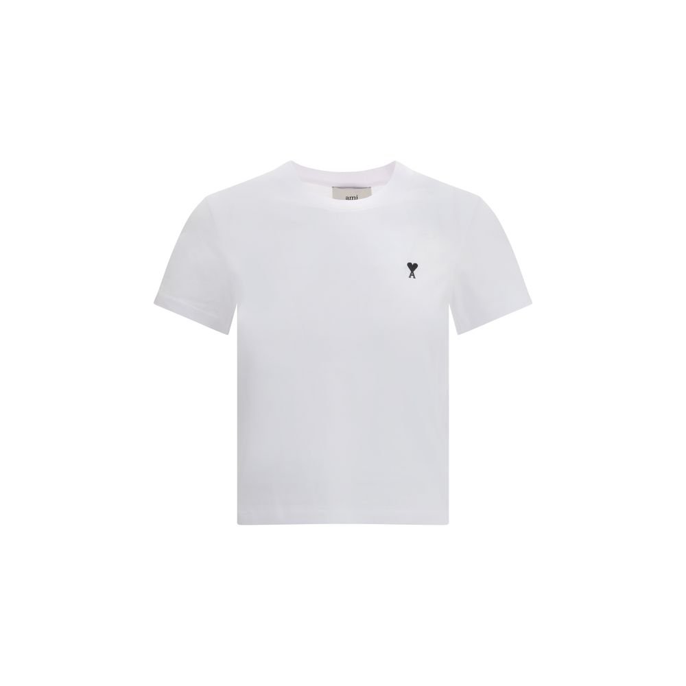 10243357.jpeg Tricou Ami Paris Alb din Bumbac - imagine 1