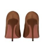 Amina Muaddi Brown Satin High Heel Pumps - Image 5