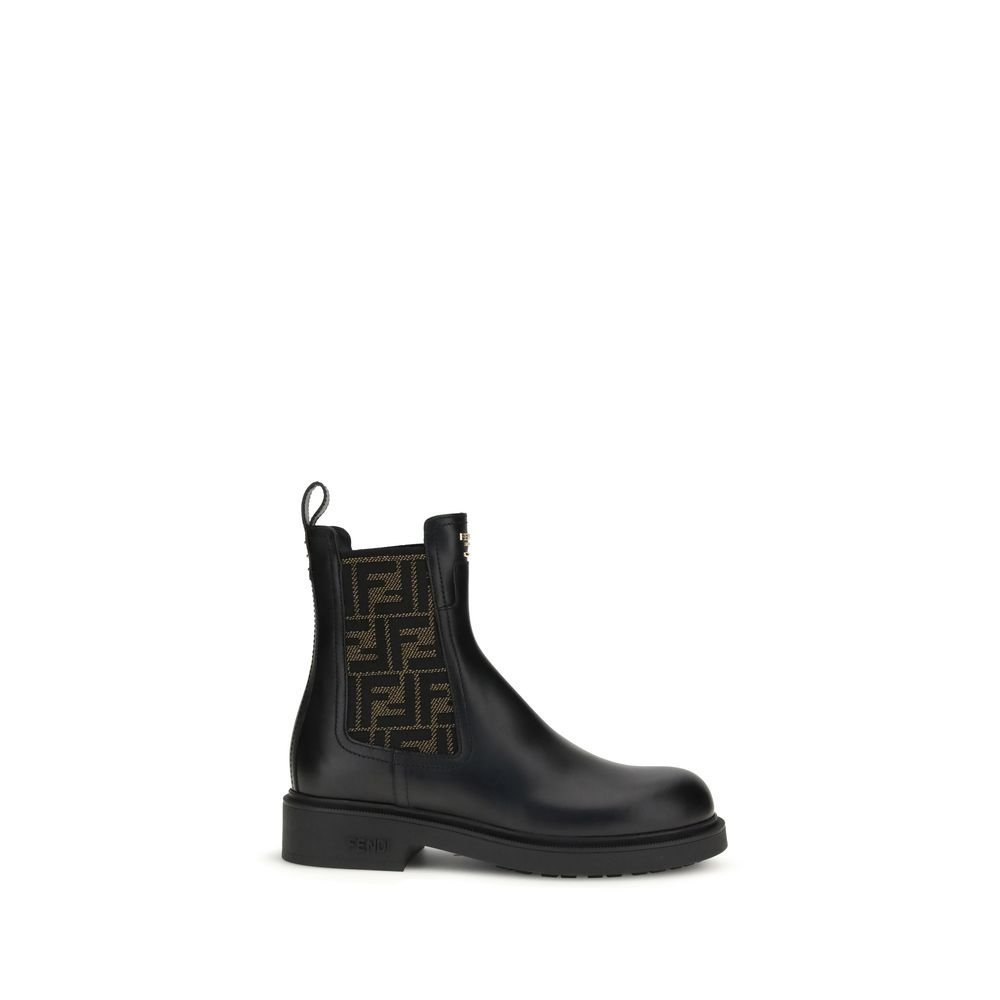 10313688.jpeg Fendi Black Calf Leather Bos Taurus Ankle Boots - Image 1