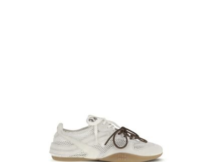 Miu Miu White Calf Leather Bos Taurus Athletic Sneakers