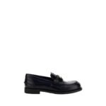 Miu Miu Black Calf Leather Bos Taurus Slip-On Loafers