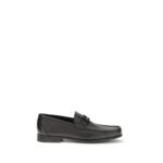 Ferragamo Black Calf Leather Bos Taurus Slip-On Loafers
