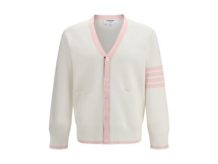 Cardigan Thom Browne cotton Milano Alb din Bumbac