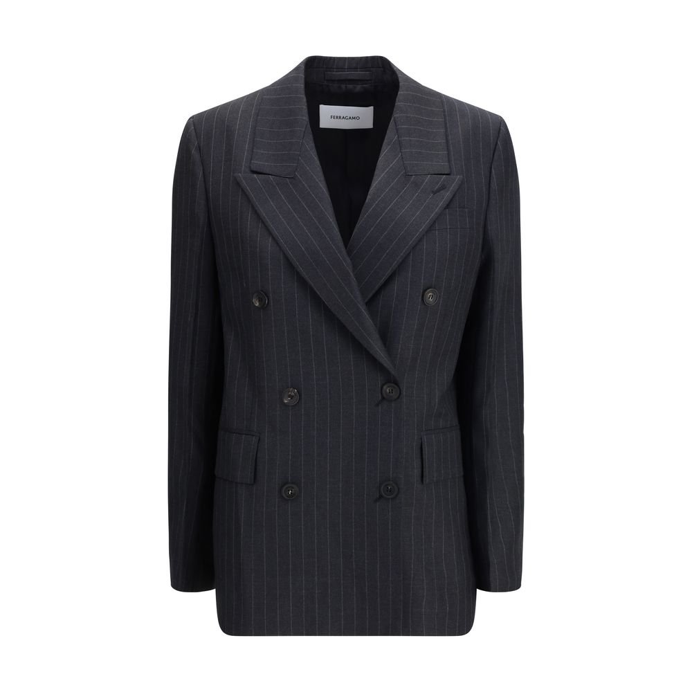 10370593-1.jpeg Ferragamo Gray Fleece Wool Blazer - Image 1