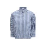 Brunello Cucinelli Blue Cotton Pattern Shirt