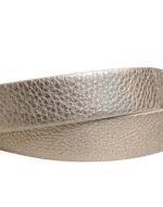 Brunello Cucinelli Metallic Beige Leather Silver Metal Buckle Belt - Image 5