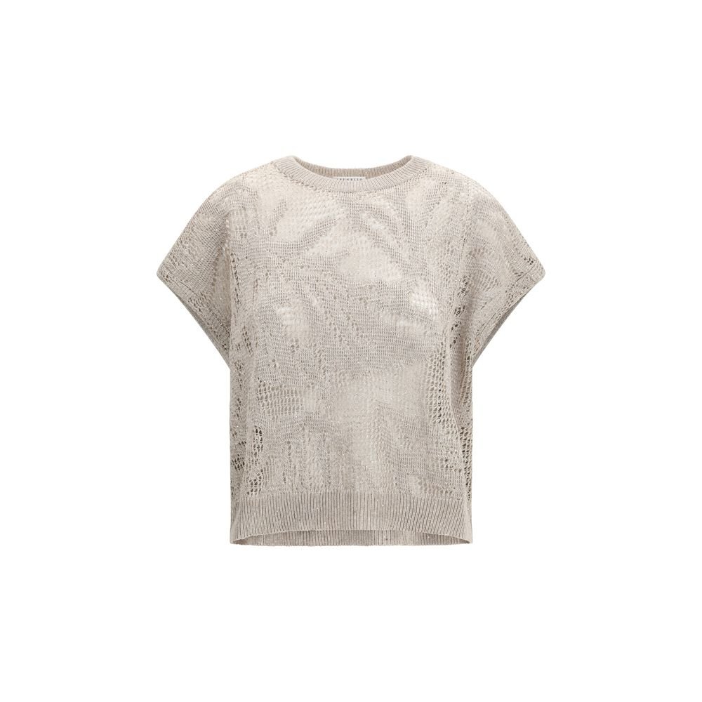 10373183.jpeg Brunello Cucinelli Beige Linen T-Shirt - Image 1