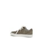 Brunello Cucinelli Gray Calf Leather Bos Taurus Sneakers - Image 3