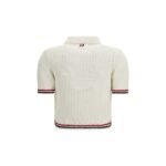Cardigan Thom Browne Hector Pointelle short-sleeve Alb din Bumbac - imagine 2