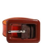 Miu Miu Orange PVC Waist Women Cintura Square Buckle Belt