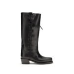 Paris Texas Black Calf Leather Bos Taurus Lace-Up Boots