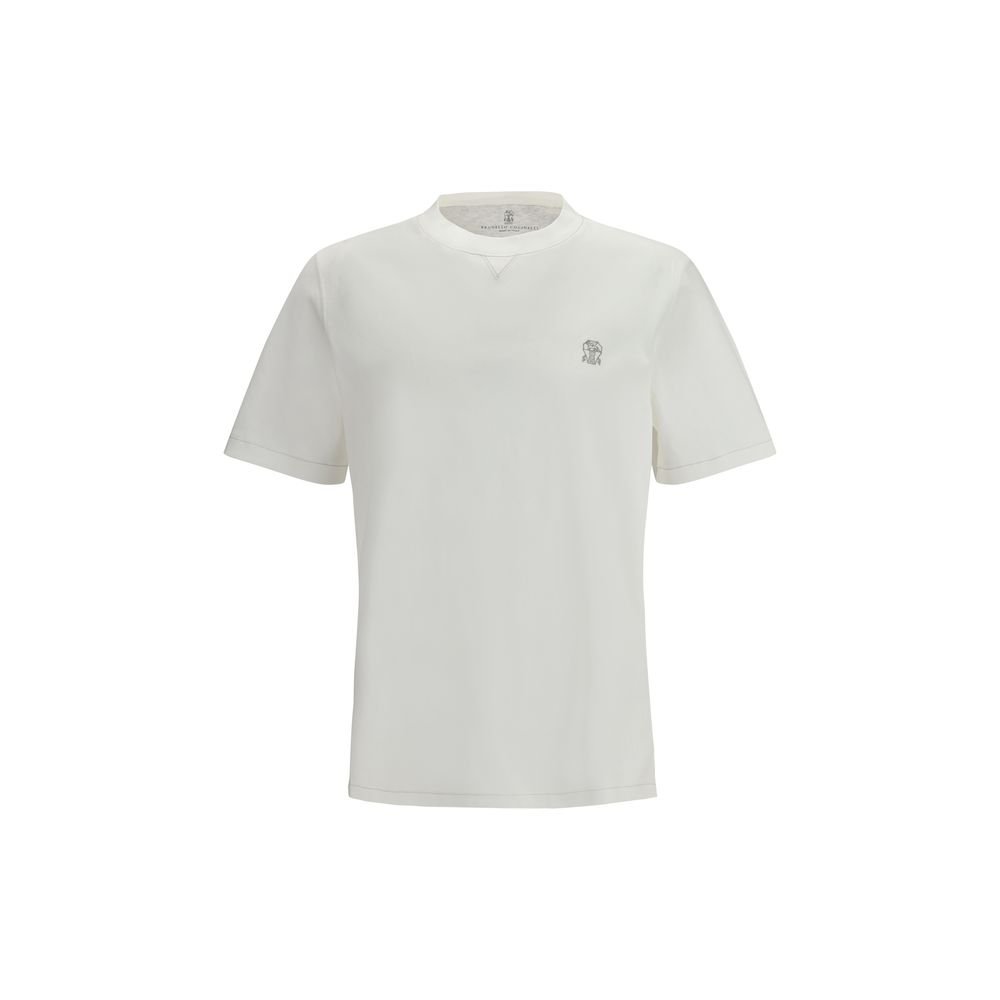 10392075.jpeg Brunello Cucinelli White Cotton T-Shirt - Image 1