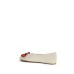 Ferragamo White Calf Leather Bos Taurus Ballet Flats - Image 3