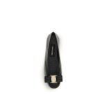 Ferragamo Black Calf Leather Bos Taurus Ballet Flats - Image 4