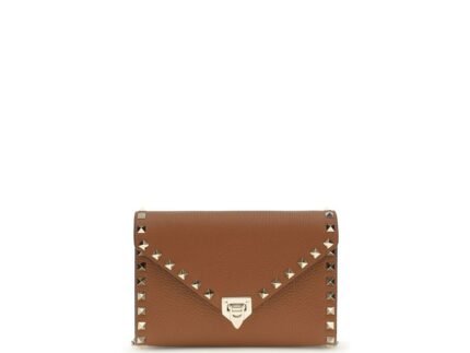 Portofel Valentino Garavani mini Rockstud Shoulder Maro din Piele