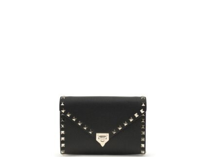 Portofel Valentino Garavani mini Rockstud Shoulder Negru din Piele