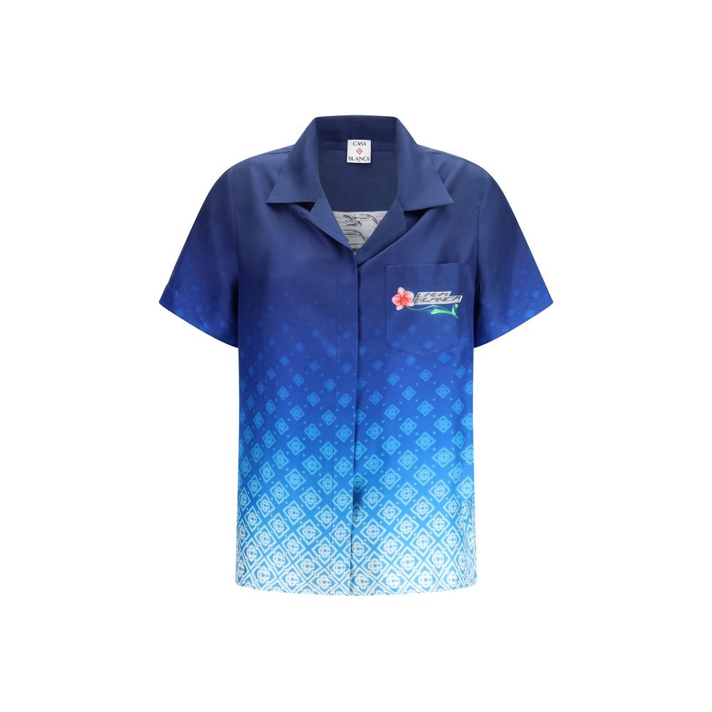 10396828.jpeg Casablanca Blue Silk Pattern Shirt - Image 1
