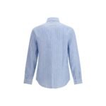 Brunello Cucinelli Blue Linen Pattern Shirt - Image 2