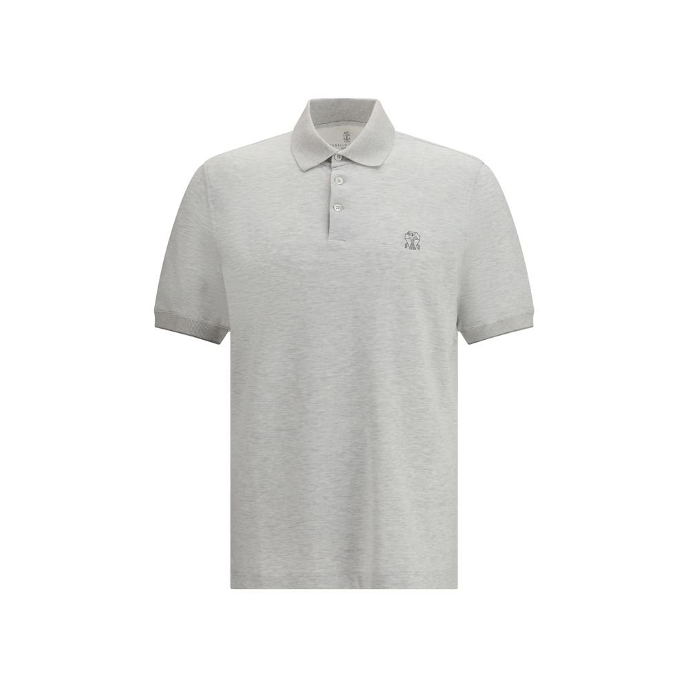 10397560.jpeg Brunello Cucinelli Gray Cotton Polo Shirt - Image 1