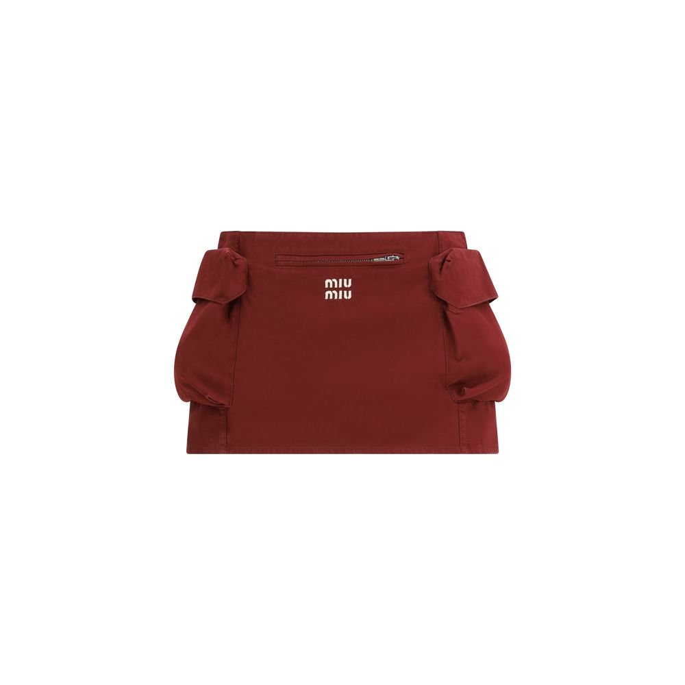 10397575.jpeg Miu Miu Bordeaux Cotton Mini Skirt - Image 1