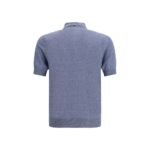 Brunello Cucinelli Blue Linen Polo Shirt - Image 2