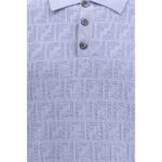 Fendi Blue Cotton Polo Shirt - Image 3