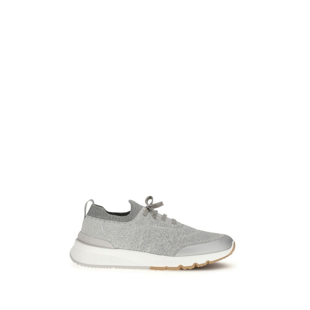 10413515.jpeg Brunello Cucinelli Gray Cotton Athletic Sneakers - Image 1