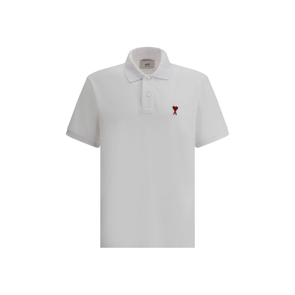10441809.jpeg Ami Paris White Cotton Polo Shirt - Image 1