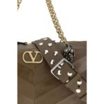 Valentino Garavani Brown Calf Leather Bos Taurus Shoulder Bag - Image 4