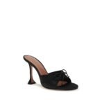Amina Muaddi Black Fabric Stiletto Heel Sandals - Image 2