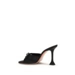 Amina Muaddi Black Fabric Stiletto Heel Sandals - Image 3