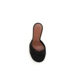 Amina Muaddi Black Fabric Stiletto Heel Sandals - Image 4