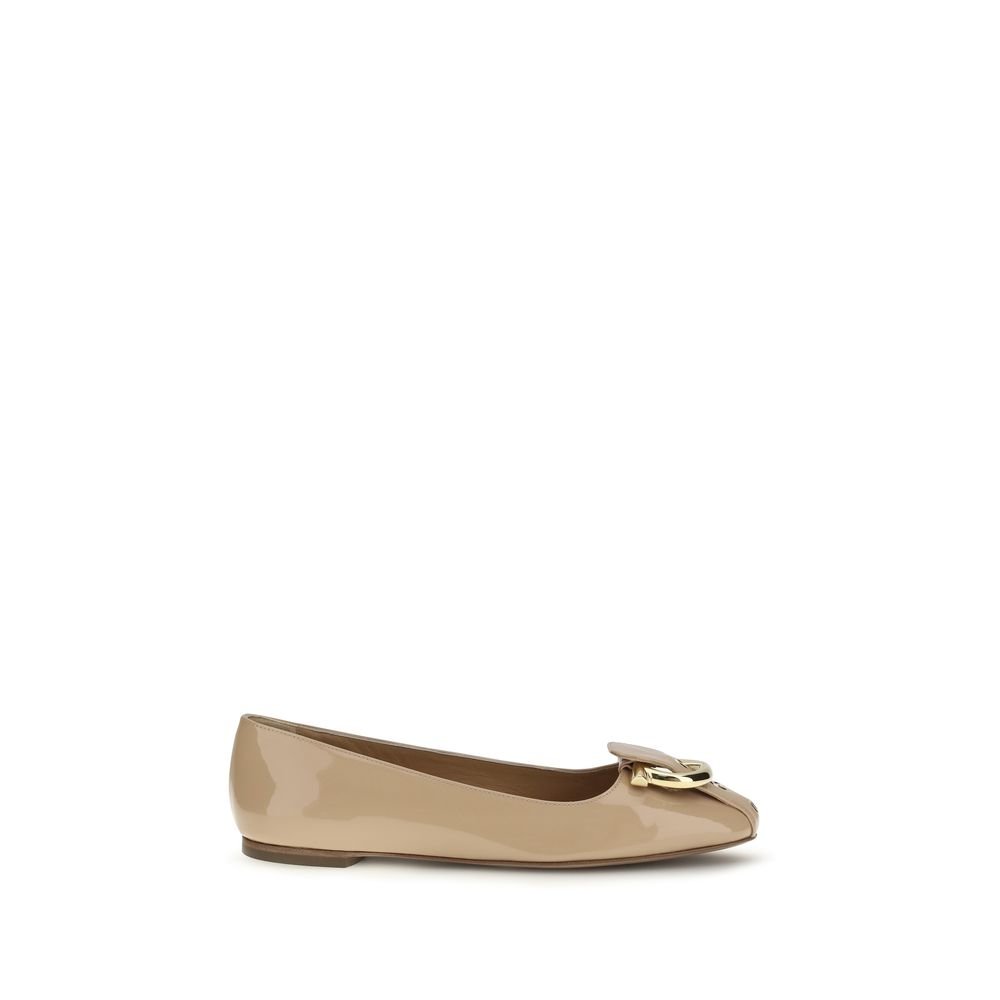 10449388.jpeg Ferragamo Beige Calf Leather Bos Taurus Ballet Flats - Image 1
