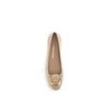 Ferragamo Beige Calf Leather Bos Taurus Ballet Flats - Image 4