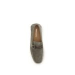 Ferragamo Gray Calf Leather Bos Taurus Slip-On Loafers - Image 4