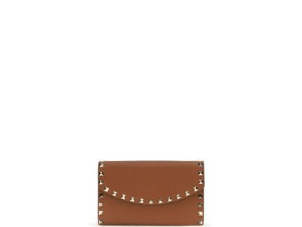 Portofel Valentino Garavani Rockstud chain Maro din Piele