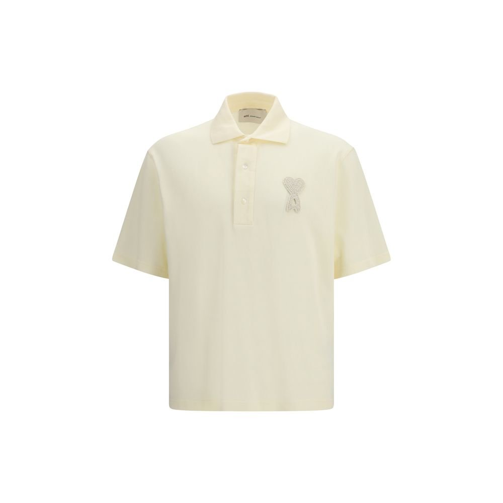 10450166.jpeg Ami Paris Beige Cotton Polo Shirt - Image 1