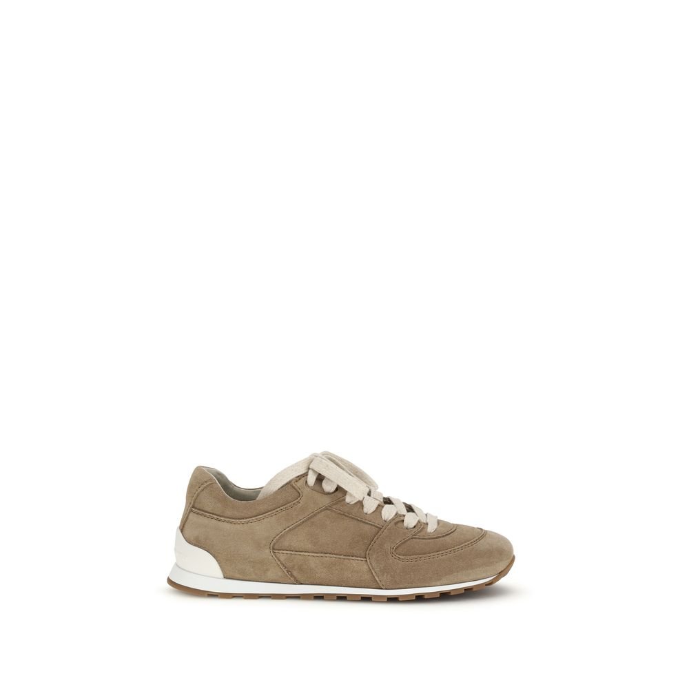 10450490.jpeg Brunello Cucinelli Beige Calf Leather Bos Taurus Low Top Sneakers - Image 1