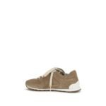 Brunello Cucinelli Beige Calf Leather Bos Taurus Low Top Sneakers - Image 3
