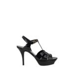 Saint Laurent Black Calf Leather Bos Taurus Stiletto Heel Sandals