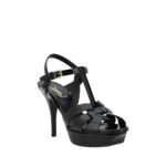 Saint Laurent Black Calf Leather Bos Taurus Stiletto Heel Sandals - Image 2