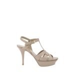 Saint Laurent Beige Calf Leather Bos Taurus Stiletto Heel Sandals