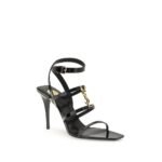 Saint Laurent Black Calf Leather Bos Taurus Stiletto Heel Sandals - Image 2