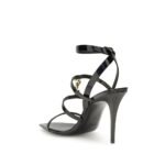 Saint Laurent Black Calf Leather Bos Taurus Stiletto Heel Sandals - Image 3