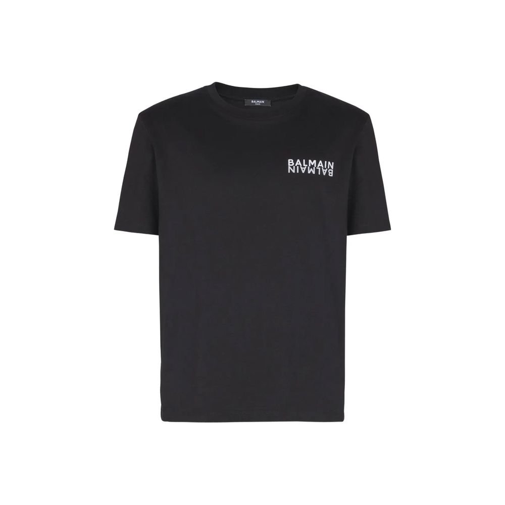 10461871.jpeg Balmain Black Cotton T-Shirt - Image 1